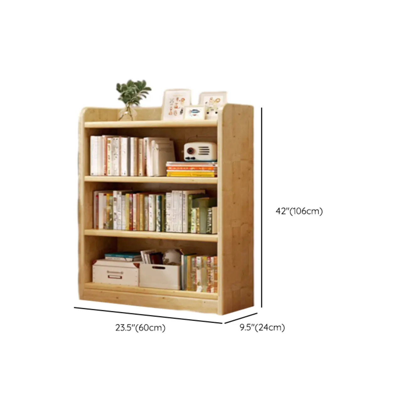 Rustic Vertical 5-Tier Closed Back Wooden Bookshelf