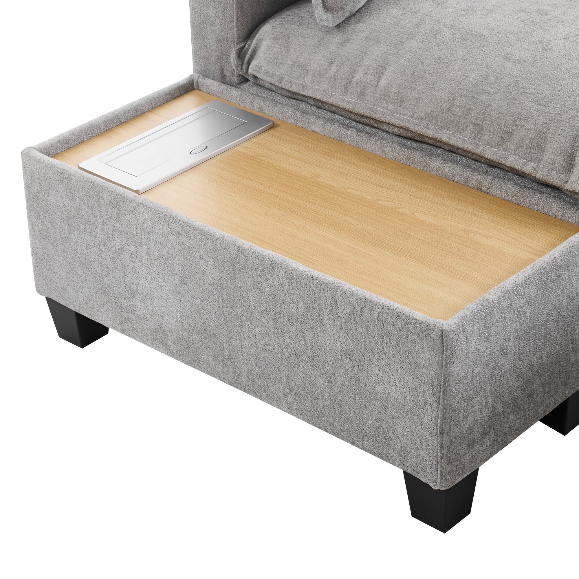 Walker Edison | Cloud Chenille Modular Sectional Sofa with Coffee Table