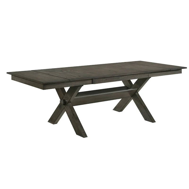 67-95 Inch Extendable Dining Table, Crossed Trestle Base, Rustic Brown