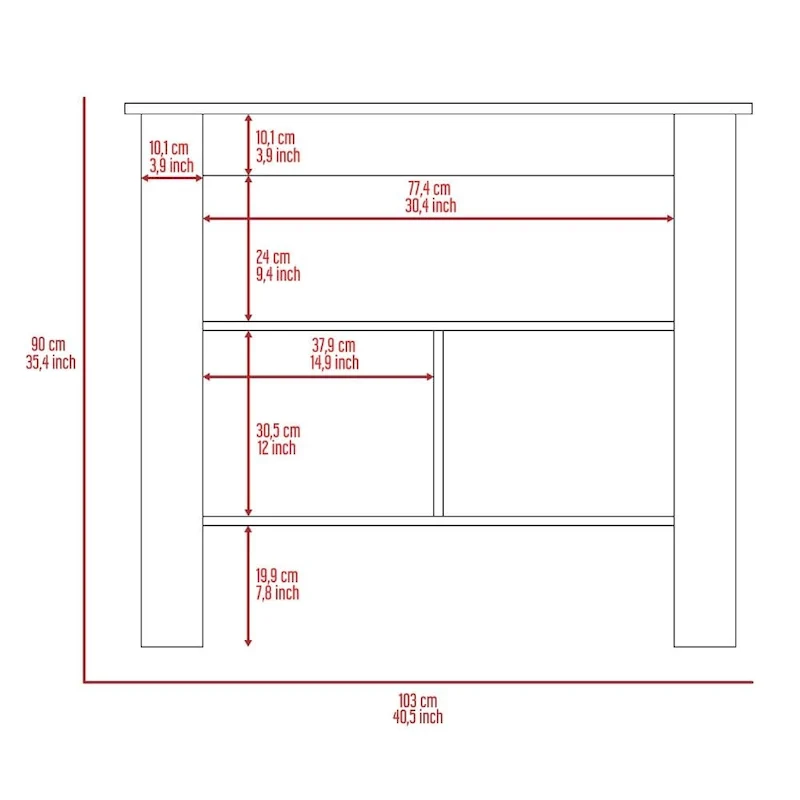 3-Shelf Wooden Casual Kitchen Island