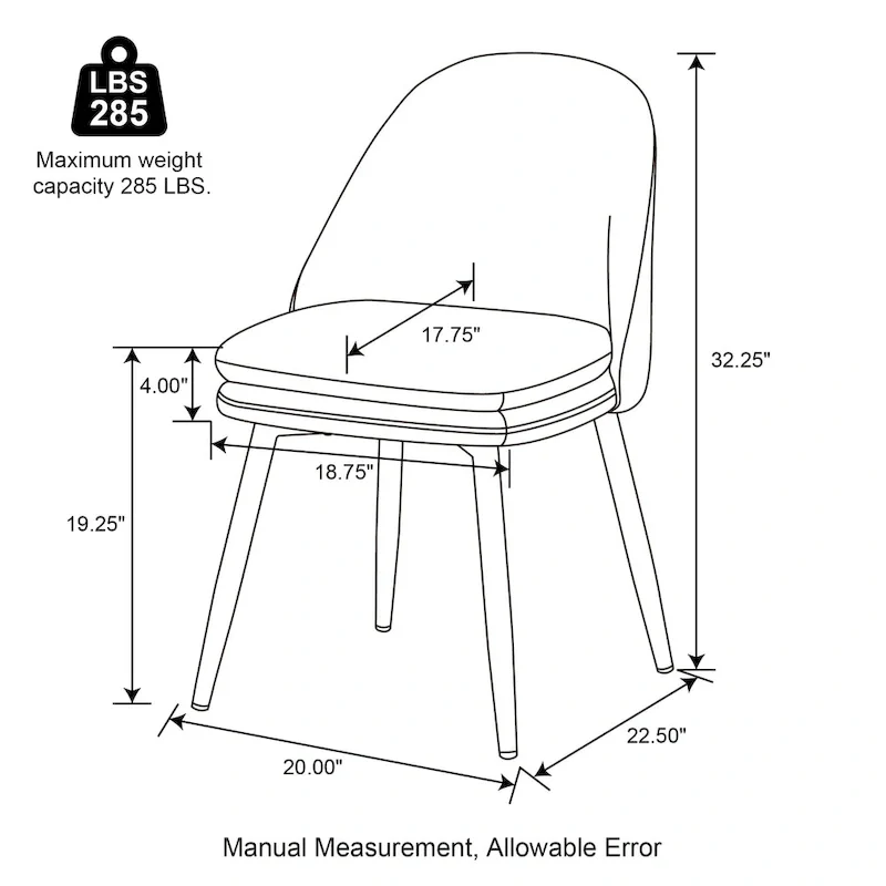 Glitzhome Modern Set of 2/4 PU Leather Mixed Fabric Dining Side Chairs with Metal Legs