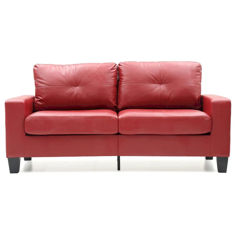 Newbury 71 in. W Flared Arm Faux Leather Straight Sofa - 32L x 71W x 36H