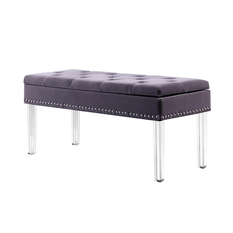 Upholstered Tufted Mid-Century 18-inch Storage Bench
