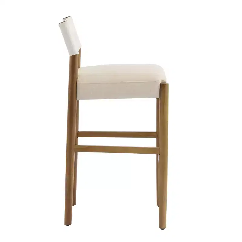 Homy Casa Set of 2 Modern 28.5 Solid Wood Bar Stools with Upholstered Seats, White