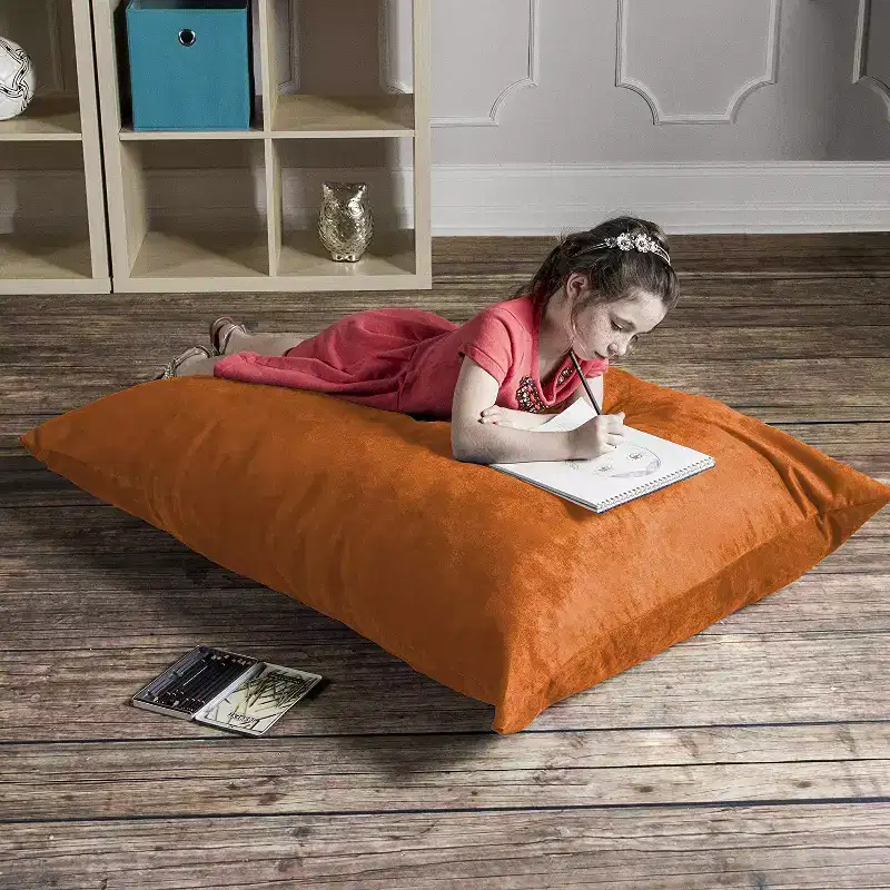 3.5 ft Kids Bean Bag Floor Pillow – Microsuede, Seats 1 (Blueberry / Cherry / Fuchsia / Grape / Lime / Pumpkin)