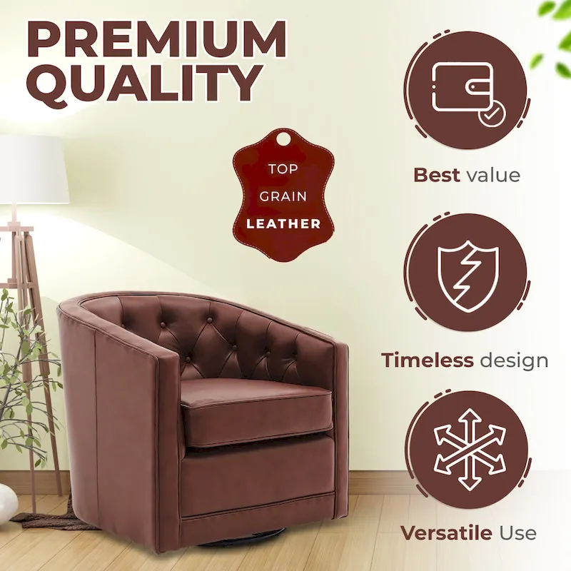 Walsh Top Grain Leather Swivel Chair