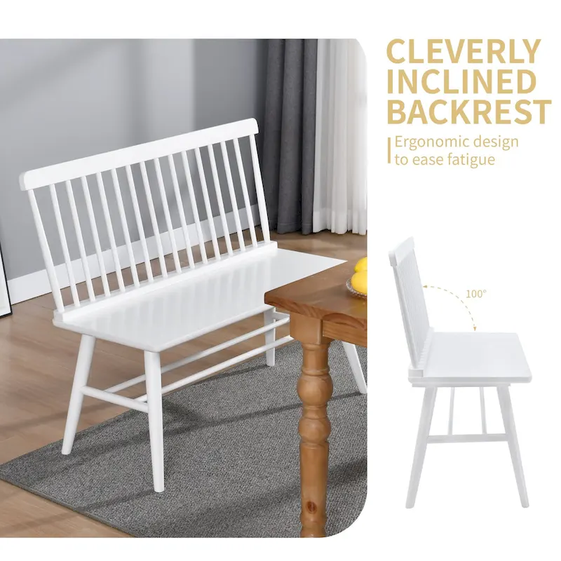 Entryway 40L Solid Wood Dining Bench with Spindle Back