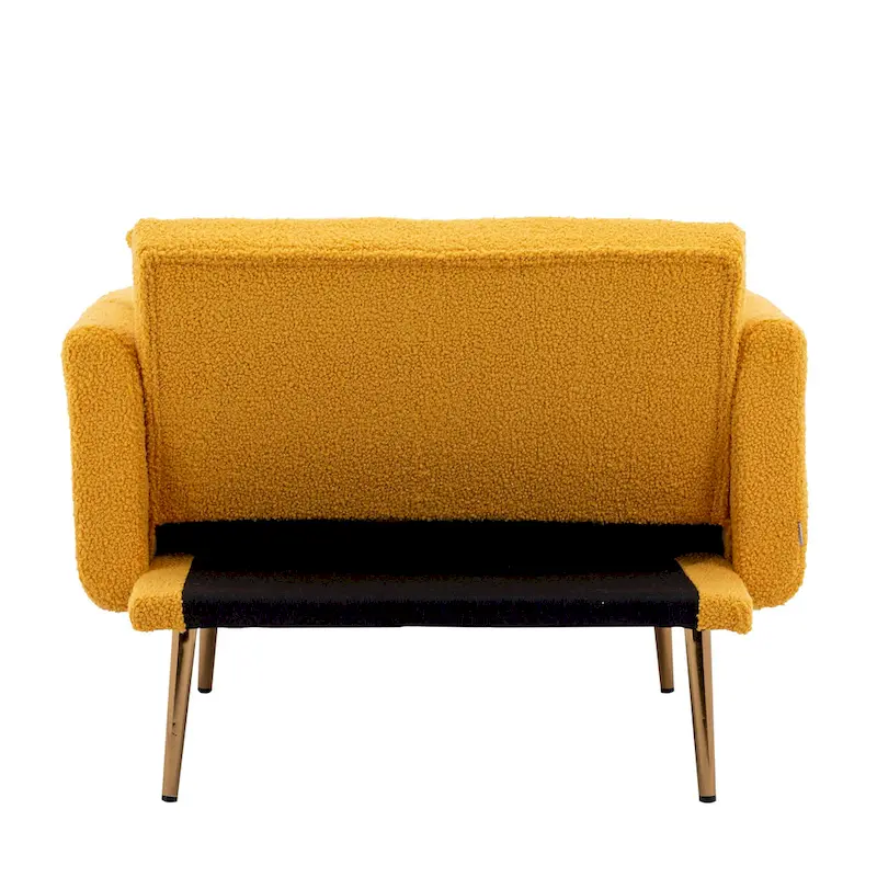 Teddy Fabric Upholstered Living Room Sleeper Sofa Chair With Rose Golden feet