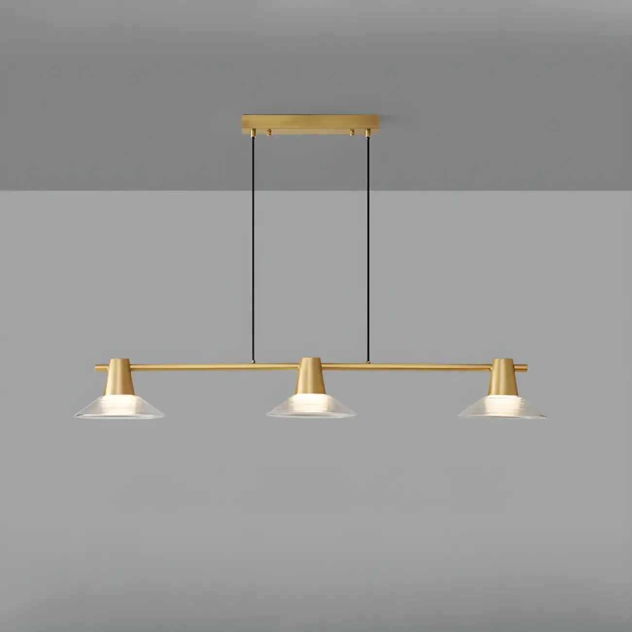 Modern Black Cone Glass 3-Light Island Light