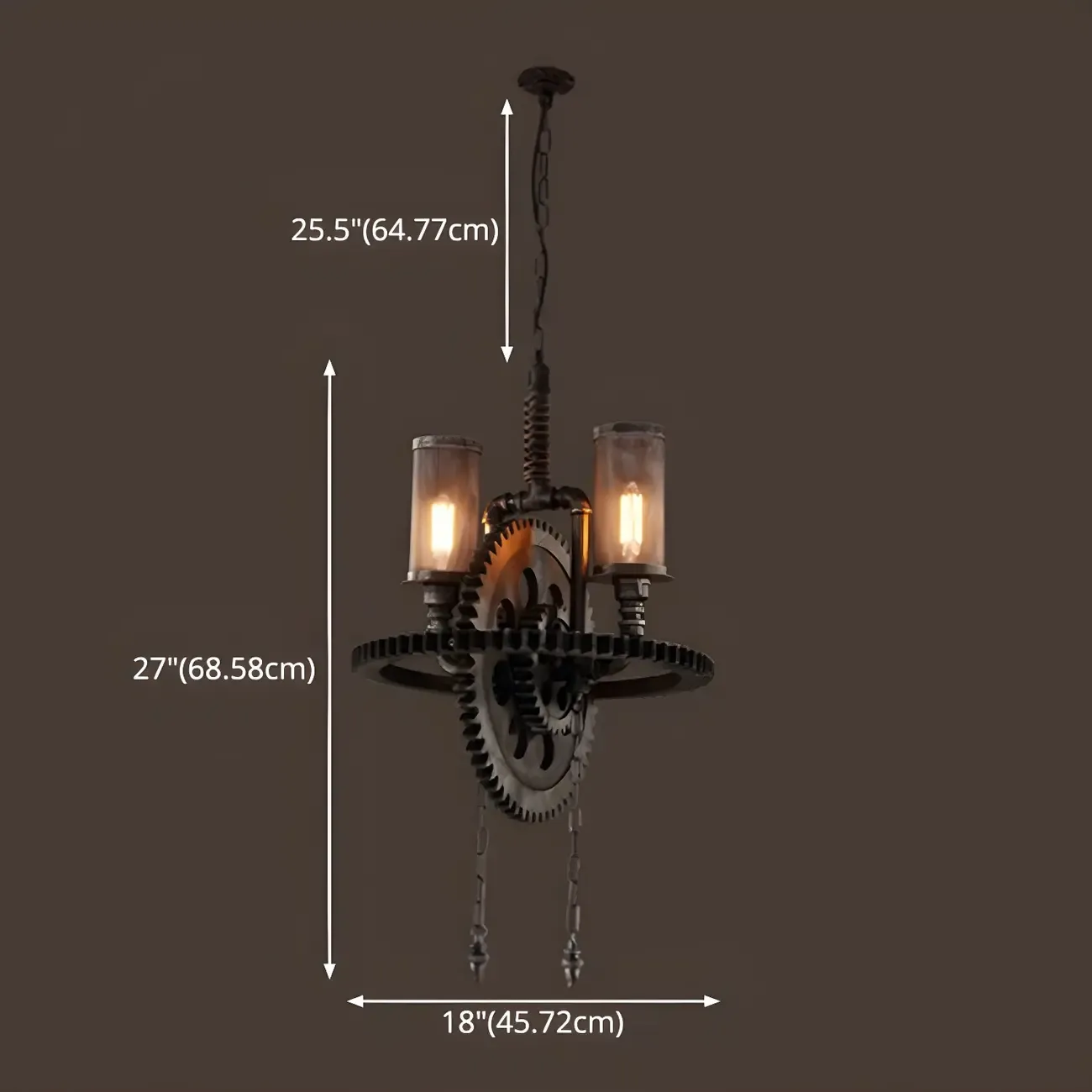 Black Metal Gear Industrial Steampunk Chandelier
