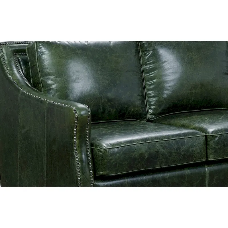 Essex Distressed Green Top Grain Leather Sofa, Loveseat and Chair Set