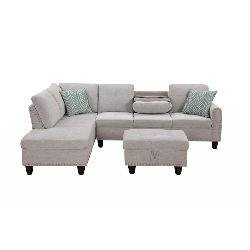 Alger 98 Wide Left Hand Facing Sofa & Chaise with Ottoman