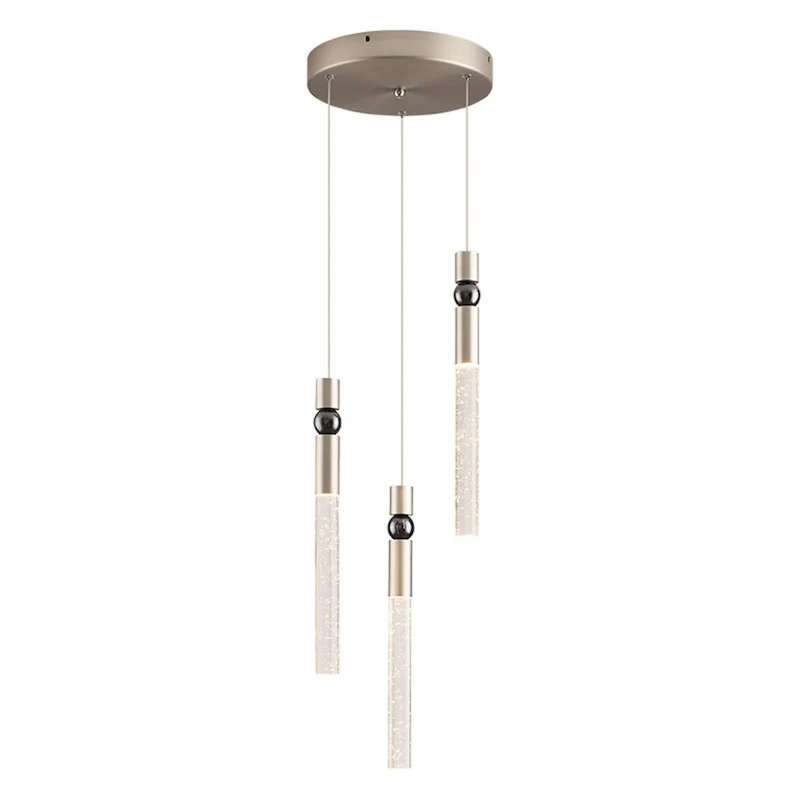 3-Light LED Crystal Pendant Light, Dimmable Ceiling Hanging Light Fixture