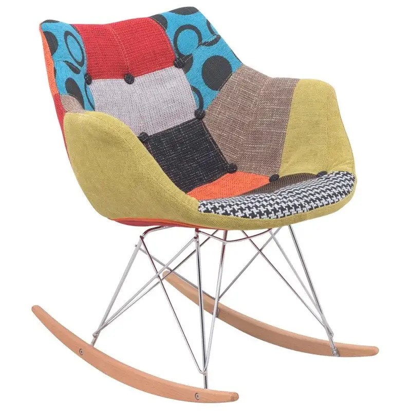 Polyester Upholstered Rocking Nursing Chair - Modern Accent Armchair for Home, Living Room, Bedroom