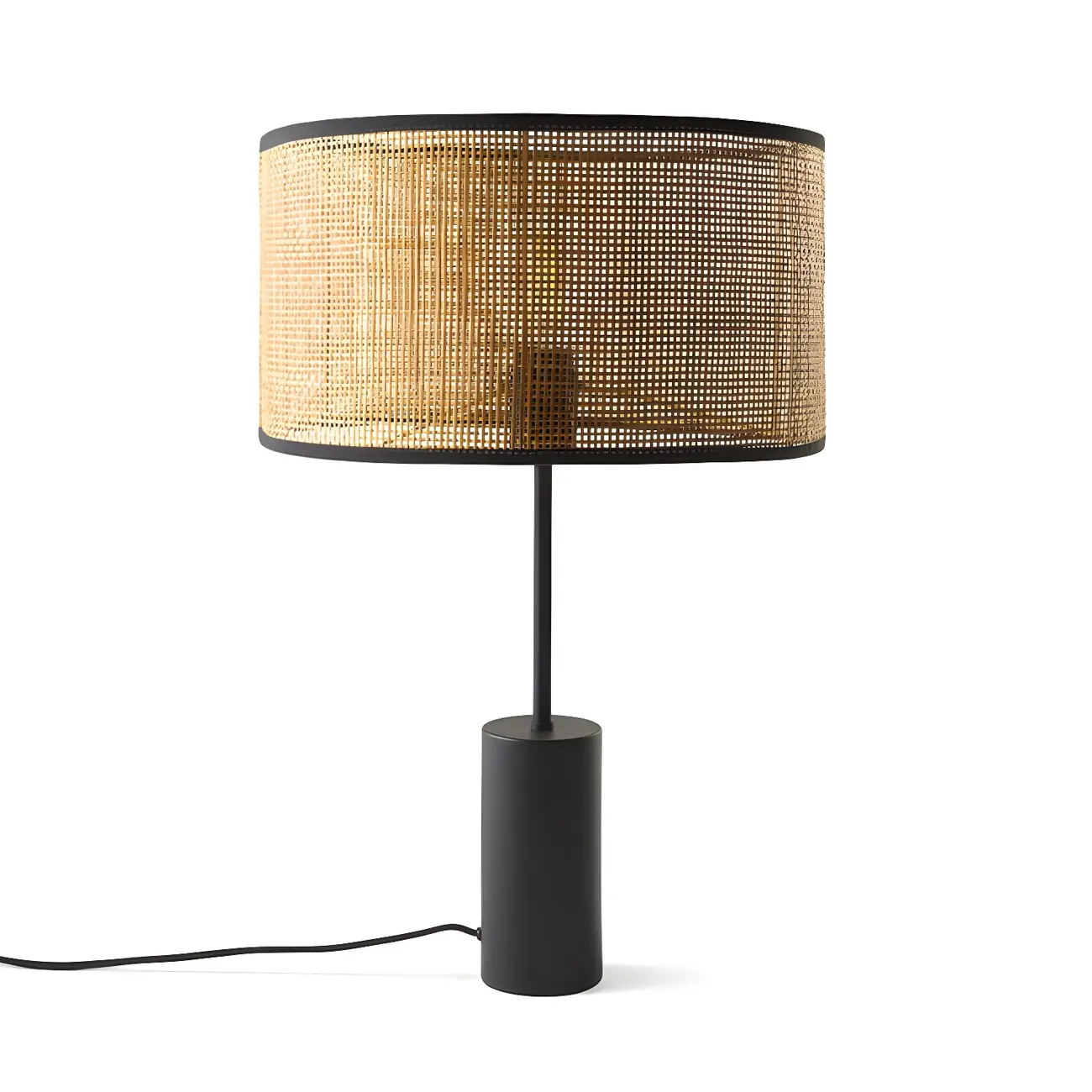 Brown Rarran Metal Drum-Shaped LED Table Lamp