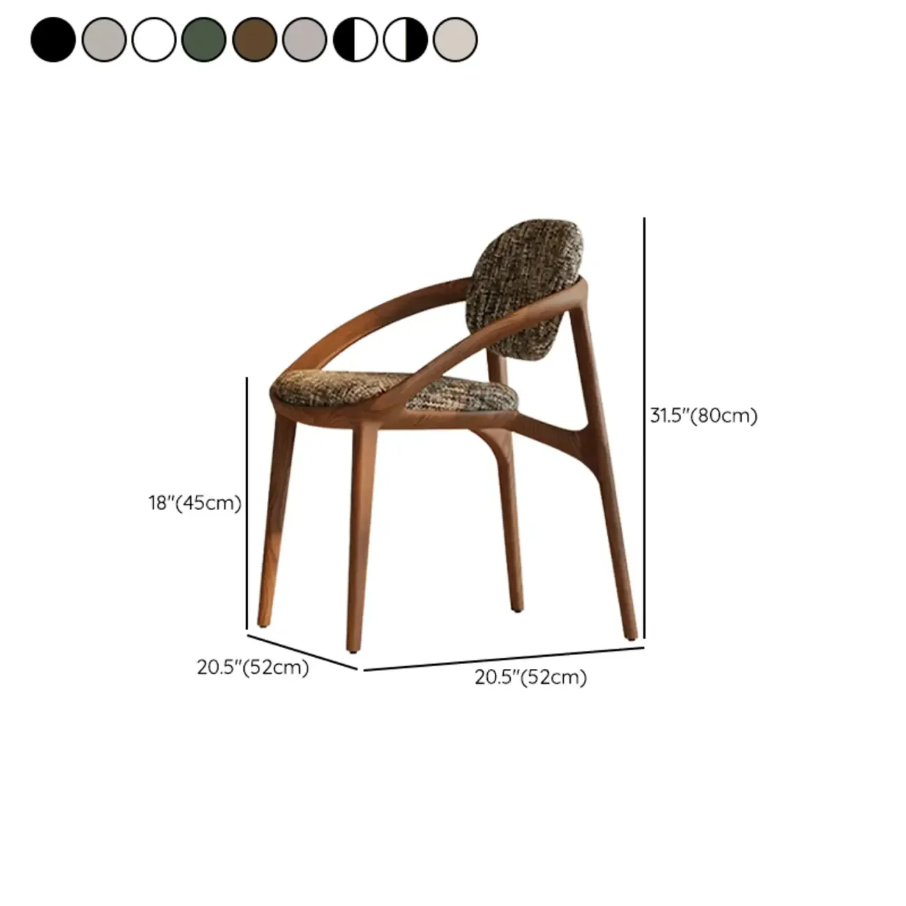 Mid-Century Modern Wooden Dining Chair with Arms