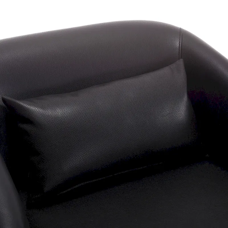 Black PU 31.5 Swivel Barrel Chair with Metal Base