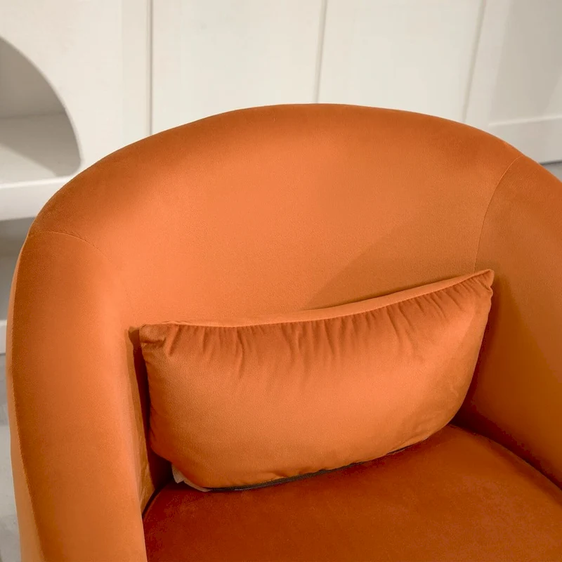 Accent Chair with Barrel-shaped Design and 360 Degree Swivel Feature