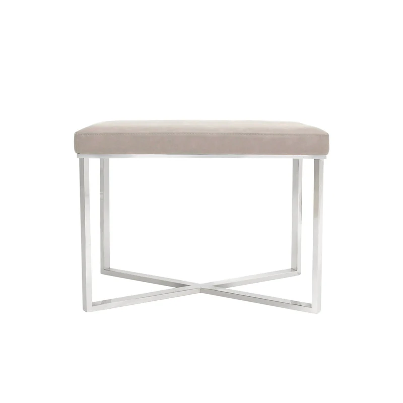 Pasargad Home Luxe Stool with Stainless Steel Base