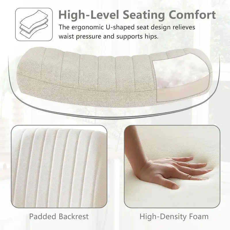 Criss Cross Legged Office, Wide Comfty Desk, Wheels Armless Computer Task, Swivel Vanity Home Chair, Height Adjustable