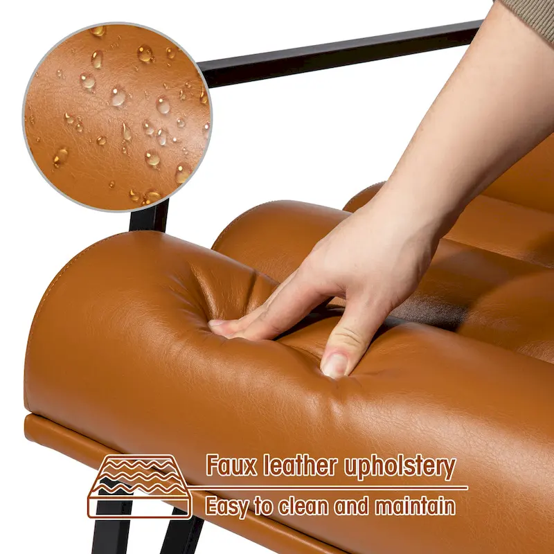 26.75W Modern Comfy PU Leather Accent Chair with Metal Frame