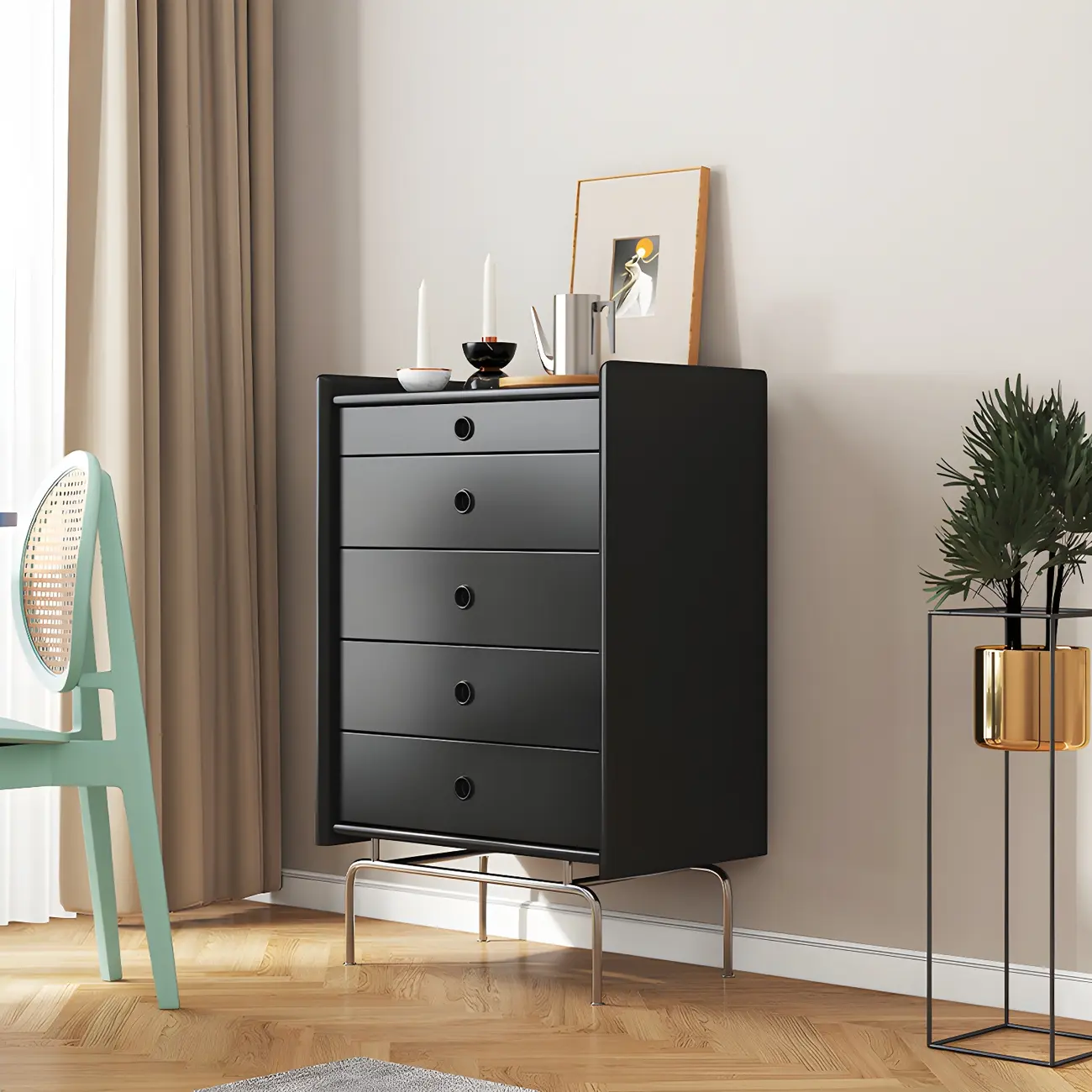 Elegant Grey Wooden Dresser & Chest with Storage