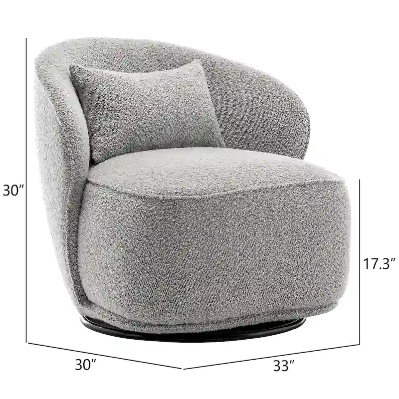 KINWELL 33 W Sherpa Boucle Upholstered Accent Swivel Chair (Set of 2)