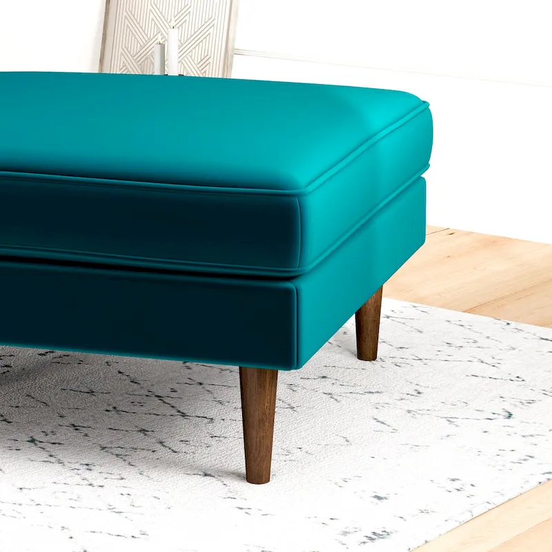 Mid-Century Modern Square Velvet Ottoman