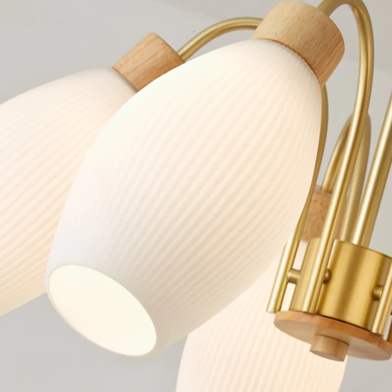 Modern Adjustable White Chandelier with Glass Shades