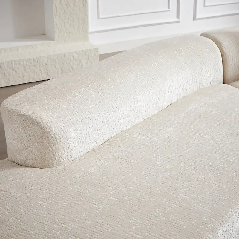 114 Chenille Cloud Sectional Sofa with Extra Deep Seating, and 4 Throw Pillows & No-Assembly Design