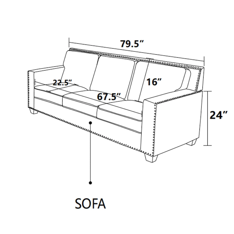 Gliden Modern Linen Fabric Sofa with Solid Wood Frame