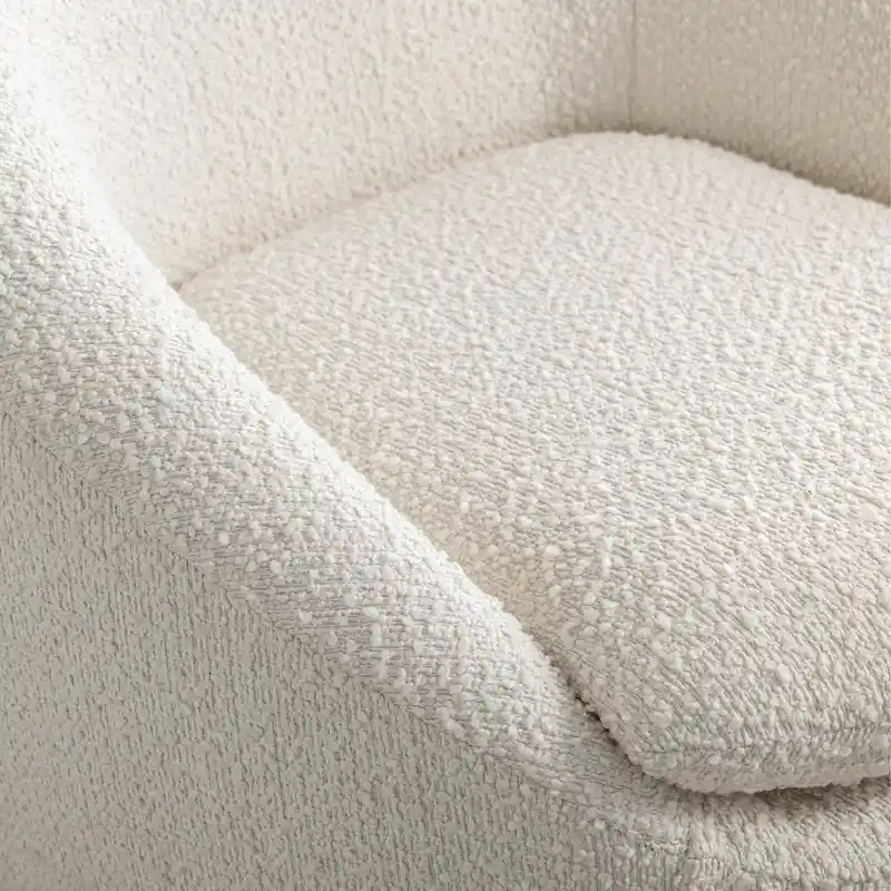 Cream White 31  Boucle Upholstered Barrel Chair with Swivel Base