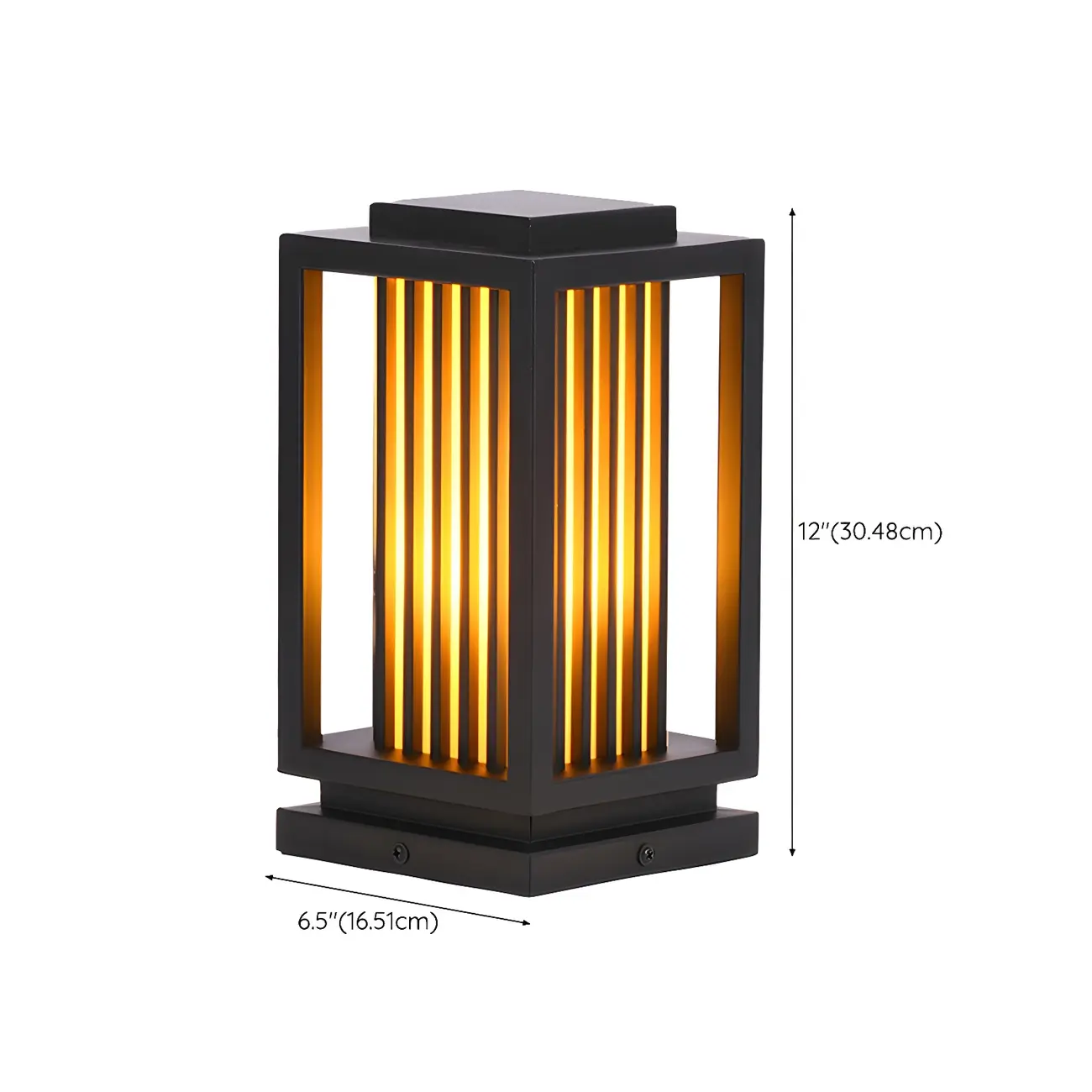 Wired Vertical Striped Glass Post Cap Light