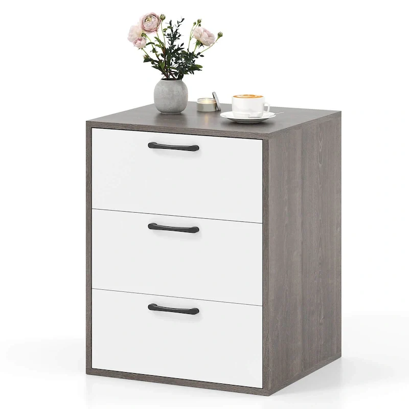 Costway 3 Drawer Dresser Chest of Drawer Storage Cabinet with Wide