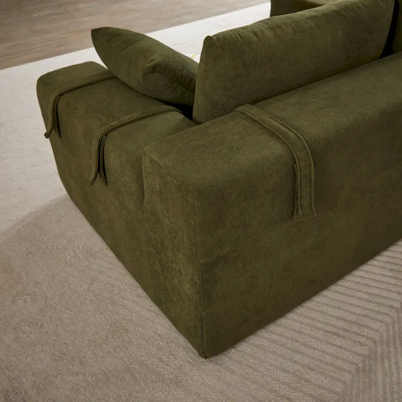 108 Chenille Modular L-Shaped Sectional Sofa with 6 Pillows, Reversible Chaise