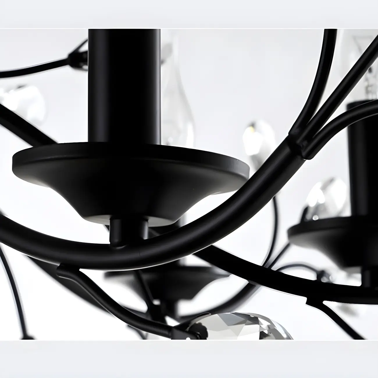 Modern Elegant Black Branch Crystal Candelabra Chandelier