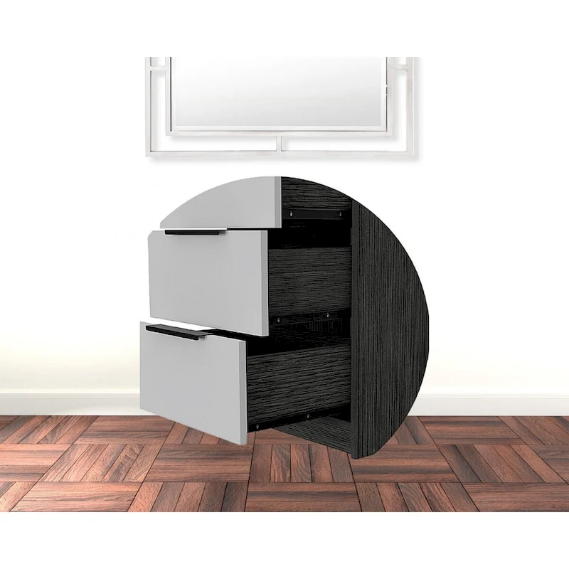 Wood Modern 5 Drawer Dresser Chest with Metal Glides and Handles