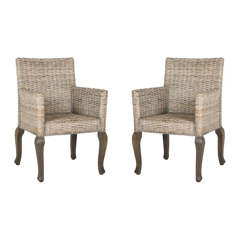 SAFAVIEH Alearda Natural Dining Chair (Set of 2) - 23 x 24.4 x 34 - 23Wx24Dx34H