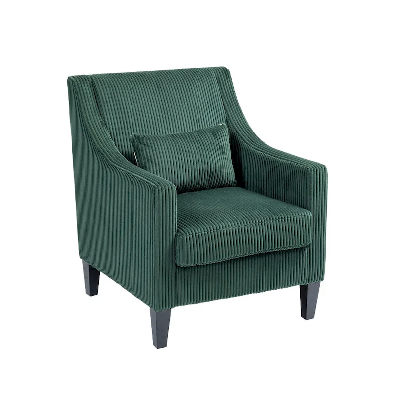 Emerald 26.77 Upholstered Arm Chair with Scooped Arms and Rubber Wood Legs