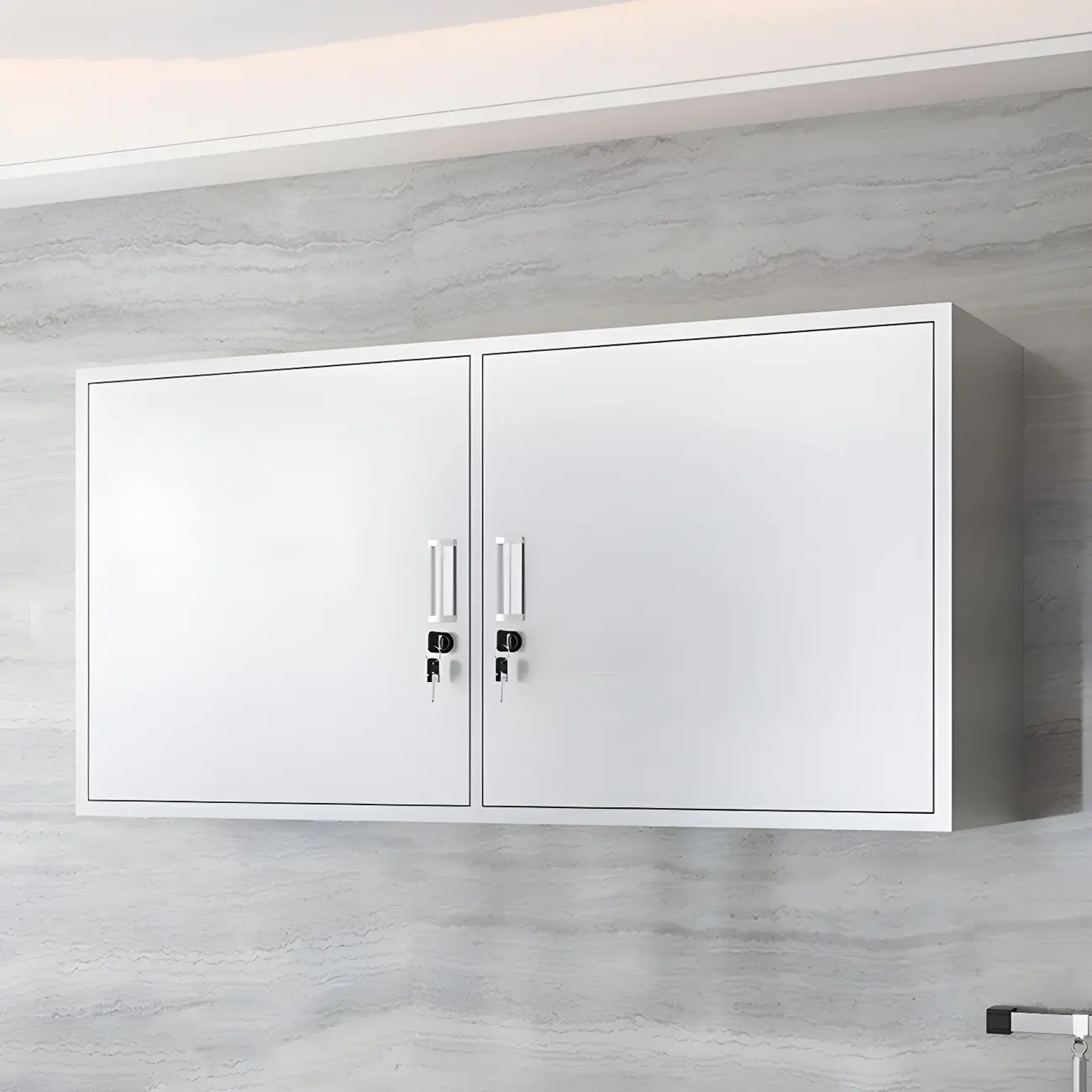 Stainless Steel Wall-Mounted Display Cabinet with Storage