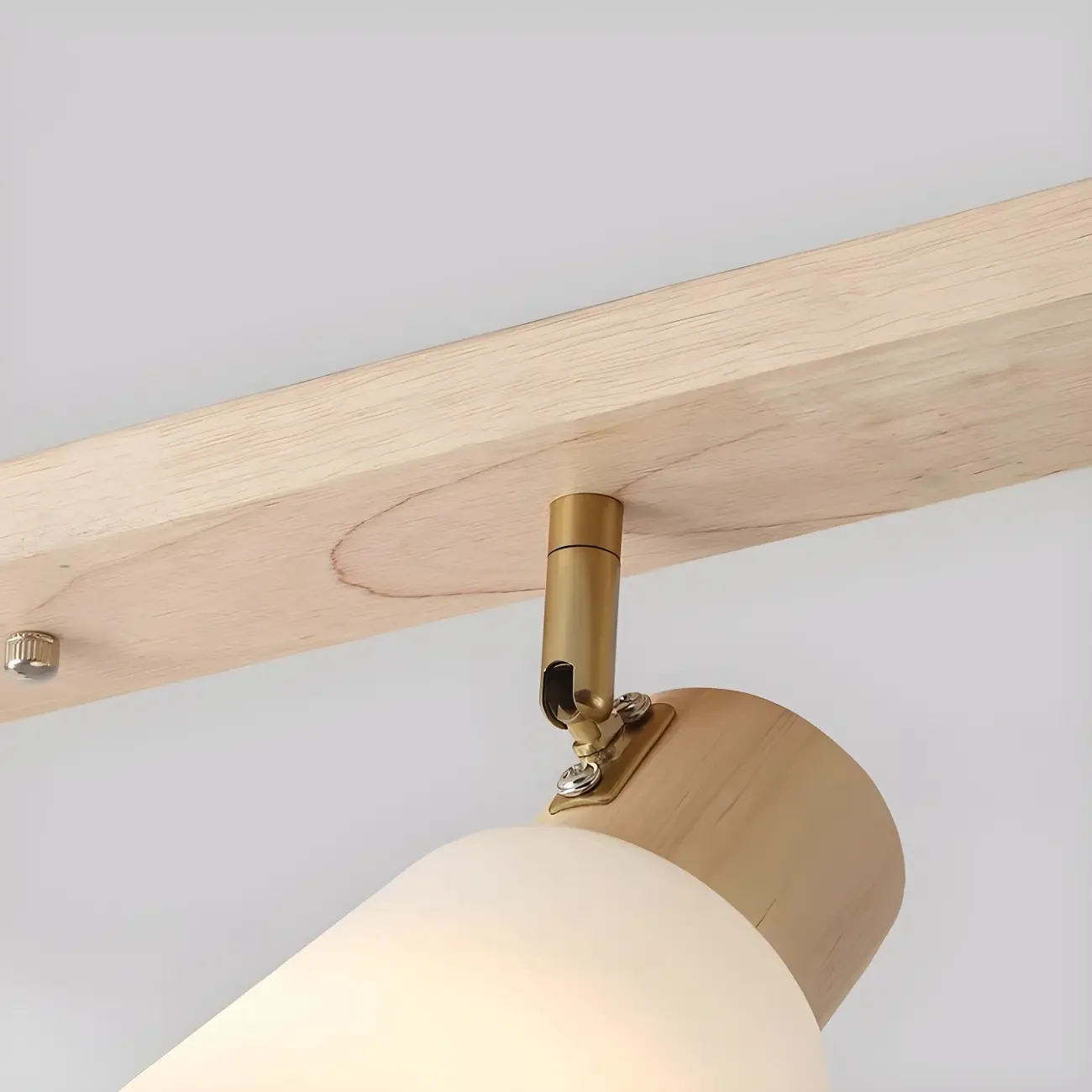 Natural Wood White Cone Glass Adjustable Semi Flush Track Light