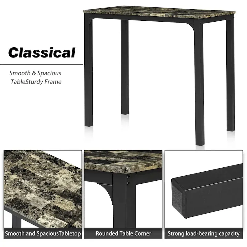 VECELO 3-Pieces Counter Dining Table Set