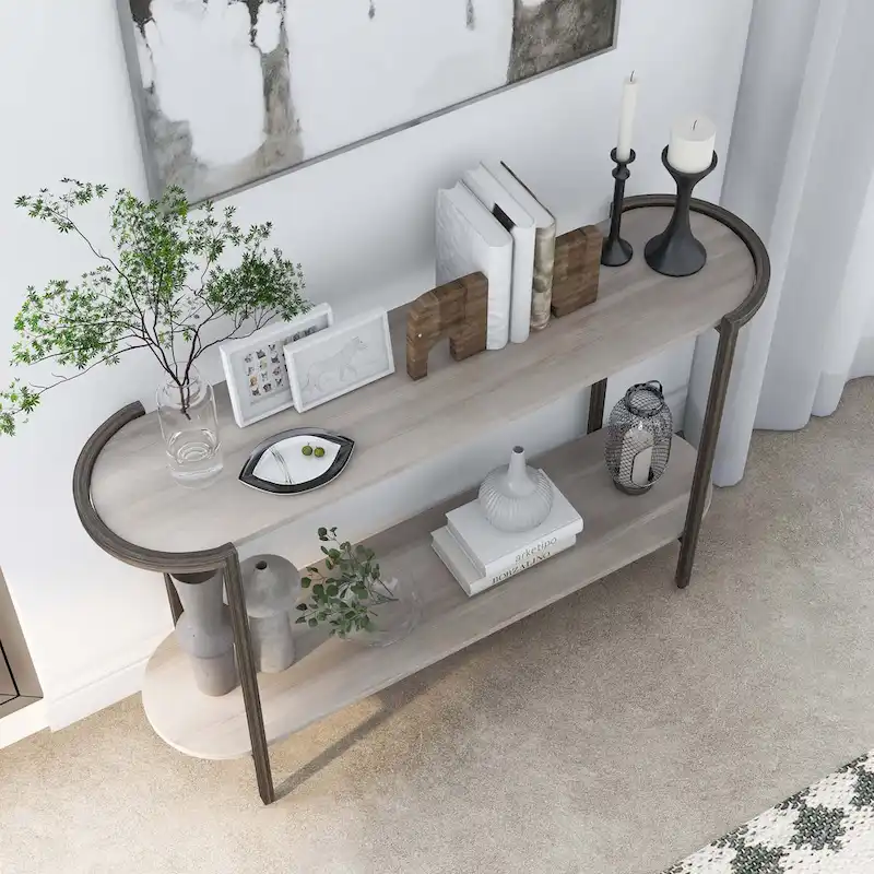 Rowland Urban Light Grey 49-inch Steel 1-Shelf Sofa Table by Furniture of America