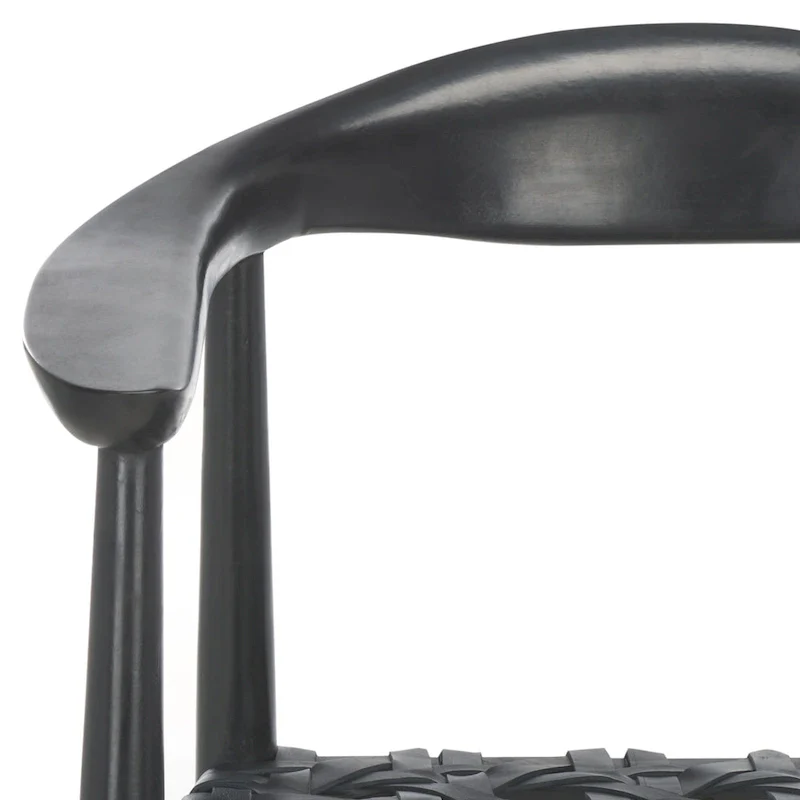 SAFAVIEH Birtie Woven Leather & Solid Wood Accent Chair (Fully Assembled) - W25 x D22 x H22 - 25Wx22Dx22H