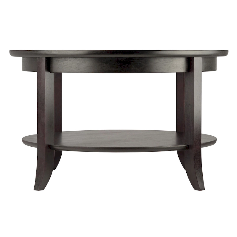 Genoa Round Glass Top Coffee Table - 30 - Dark Espresso