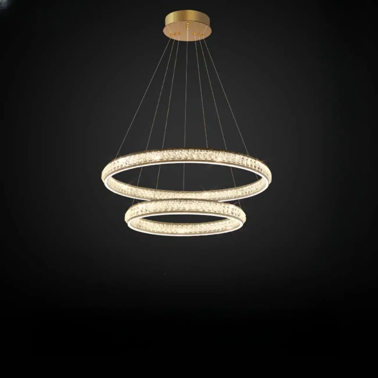 Luxury LED Golden Tiered Ring Crystal Chandelier