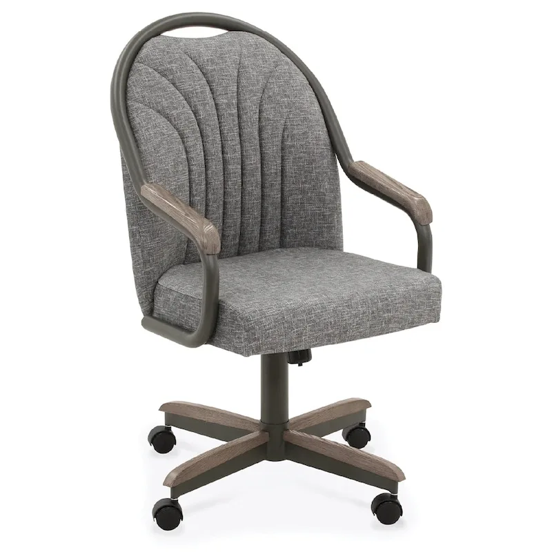 Chromcraft Douglas Caster Dining Chairs in Chestnut, Gray Finish (Set of 2)