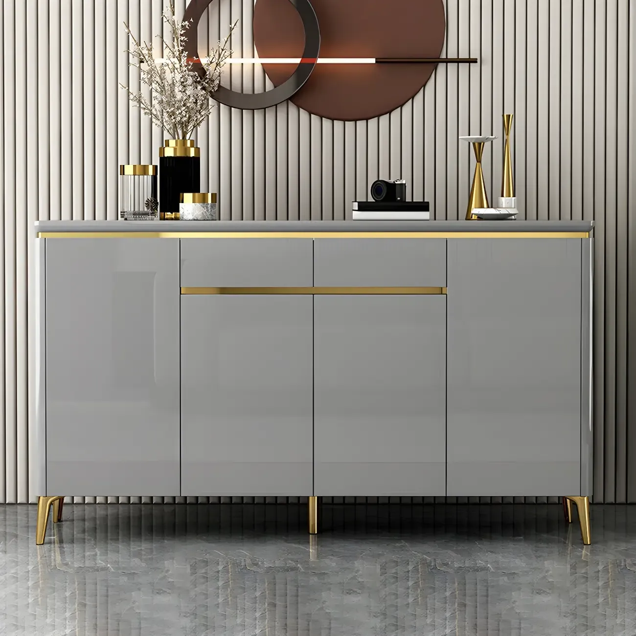 Luxury Grey/White Wooden Entryway Shoe Storage Cabinet