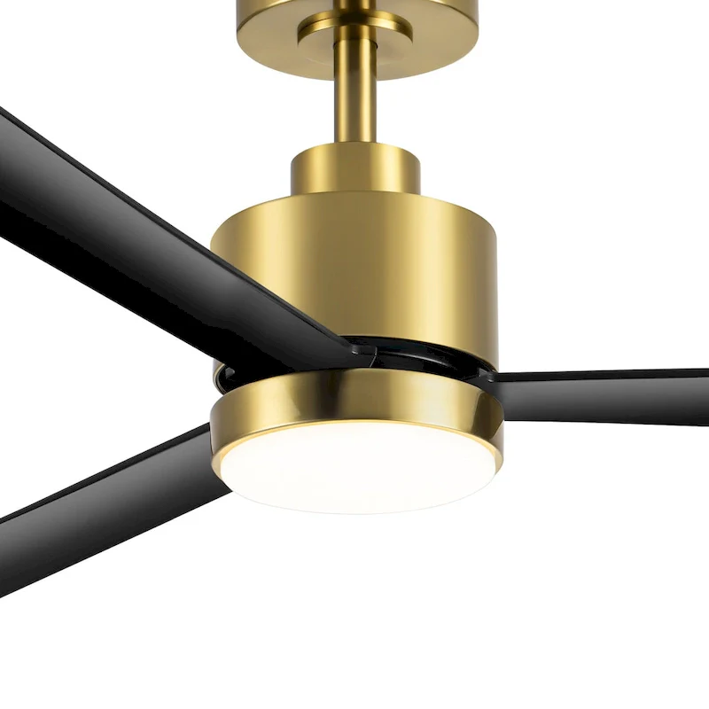 52 Inch Gold/Black/White 3-Blade LED Ceiling Fan with Light and Remote