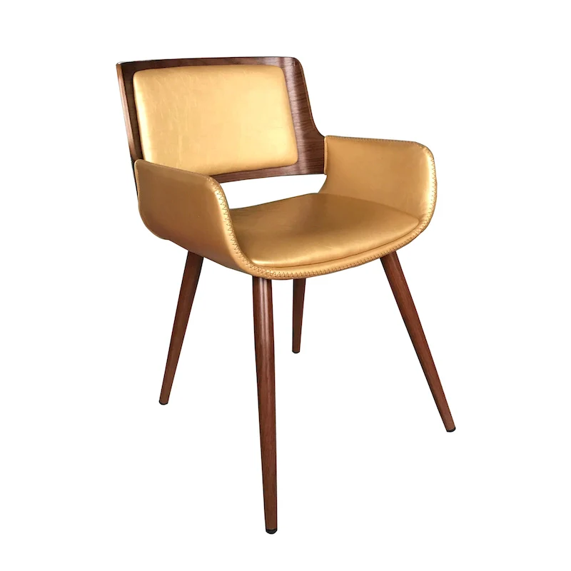 Faux Leather Mid-Century Dining Chair with Metal Legs